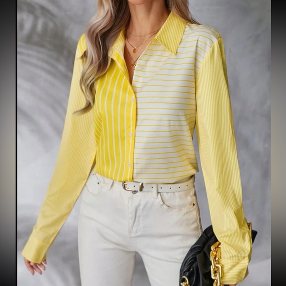 Classic Top Blouse Button Down Shirt Pink - Picture 8 of 10